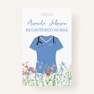 Personalized Nurse RN LPN NP Blue Scrubs Badge