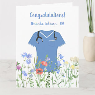 Personalized Nurse RN LPN NP Blue Scrubs Card