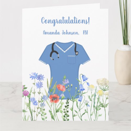 Personalized Nurse RN LPN NP Blue Scrubs
