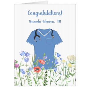 Personalized Nurse RN LPN NP Blue Scrubs Card