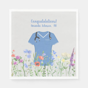 Personalized Nurse RN LPN NP Blue Scrubs Napkins