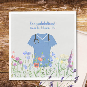 Personalized Nurse RN LPN NP Blue Scrubs Napkins