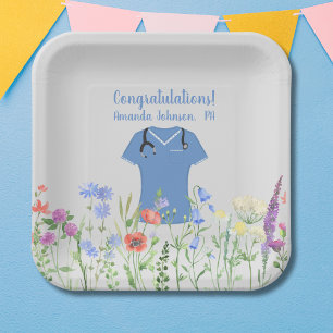 Personalized Nurse RN LPN NP Blue Scrubs Paper Plates