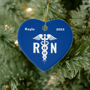 Personalized Nurse RN Medical Blue Graduation Ceramic Ornament