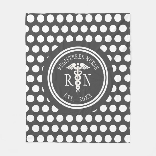Personalized Nurse RN Medical Caduceus Fleece Blanket (Front)
