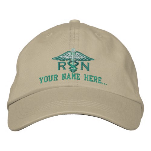 Personalized Nurse RN Your Text Medical Caduceus Embroidered Baseball Cap