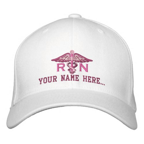 Personalized Nurse RN Your Text Medical Caduceus Embroidered Baseball Cap