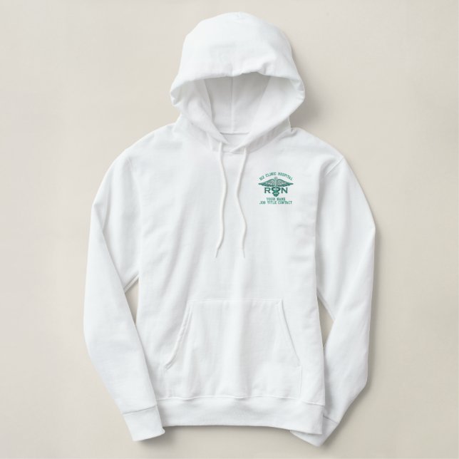 Personalized Nurse RN Your Text Medical Caduceus Embroidered Hoodie (Design Front)