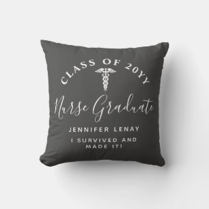 Personalized Nurse Script Medical Graduation Gift Throw Pillow