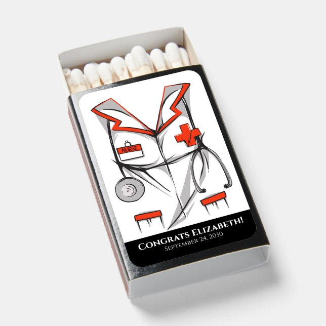 Personalized Nurse Scrubs Graduation or Retirement Matchboxes (Front Open)