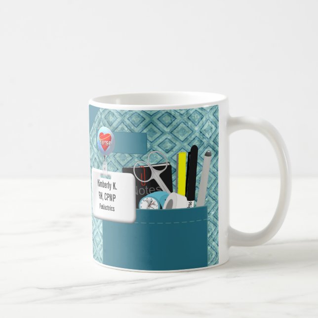 Personalized Nurse Scrubs in Teal Coffee Mug (Right)