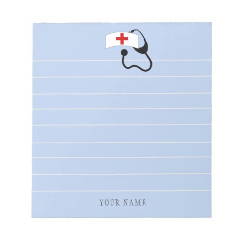 Personalized Nurse Stethoscope Blue Medical Notepad