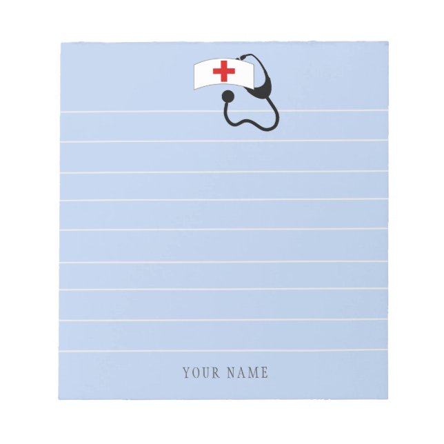 Personalized Nurse Stethoscope Blue Medical Notepad (Front)