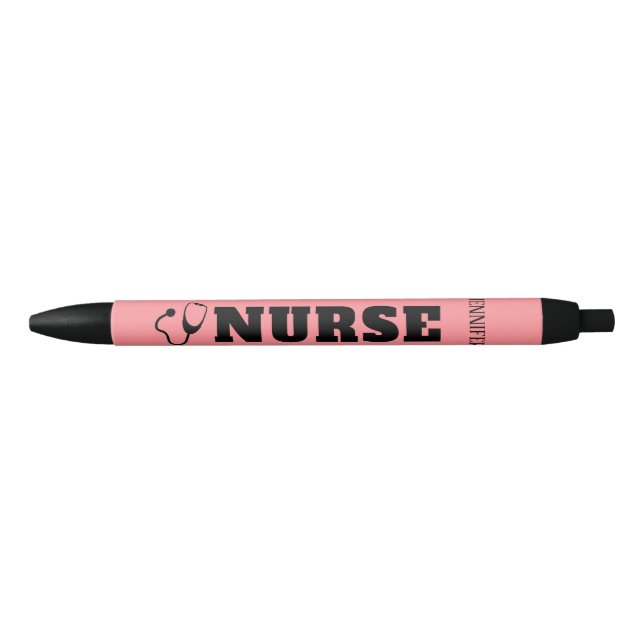 Personalized Nurse Stethoscope Coral Pink Pen (Front)