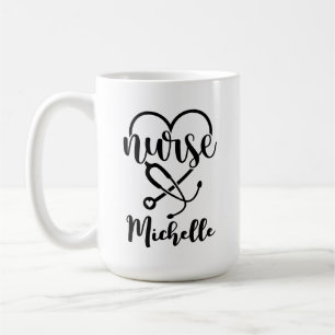 Personalized Nurse Stethoscope Minimalist Drawing Coffee Mug