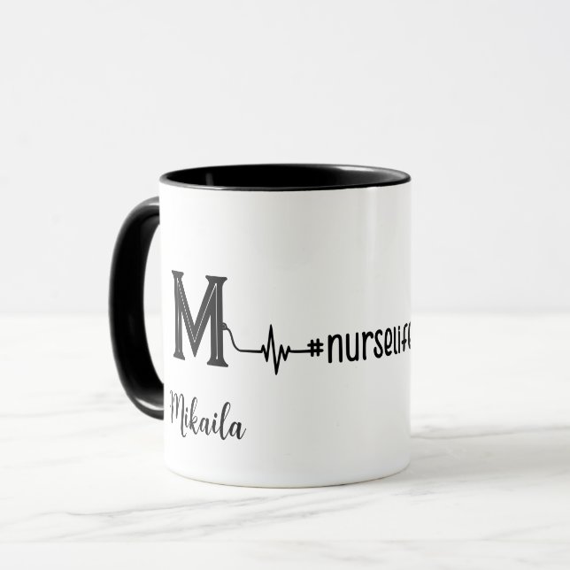 Personalized Nurse Stethoscope Monogram Medical  Mug (Front Left)