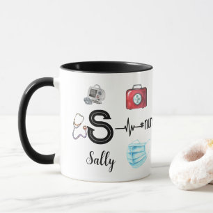 Personalized Nurse Stethoscope Monogram Medical Mug