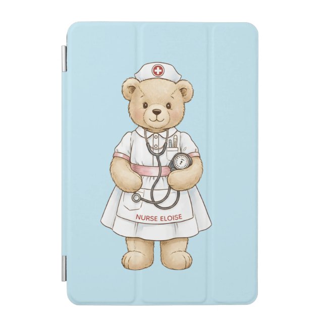 Personalized Nurse Teddy Bear Custom Name Nursing  iPad Mini Cover (Front)
