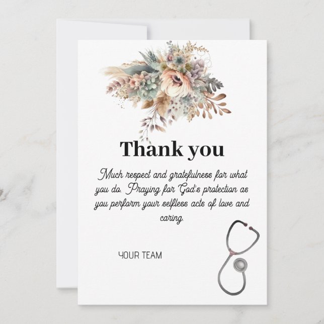 Personalized Nurse Thanks Healthcare Professional Thank You Card (Front)