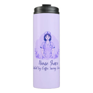 Personalized Nurse Thermal Tumbler Fueled by Coffe