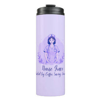 Personalized Nurse Thermal Tumbler Fueled by Coffe