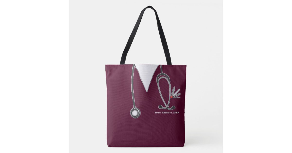  Personalized Monogram Tote Bag Nurse Doctor Appreciation Heart  Stethoscope Initials Gift RN LPN CAN (Design #3/True Royal)