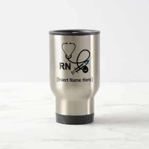 Personalized Nurse with Stethoscope and Heart Trav Travel Mug