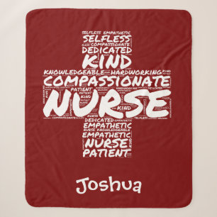Personalized Nurse Word Art Gift for Nurses Week  Sherpa Blanket