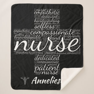 Personalized Nurse Word Cloud Gift for Nurses   Sherpa Blanket