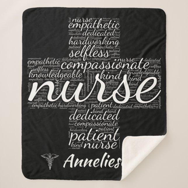 Personalized Nurse Word Cloud Gift for Nurses   Sherpa Blanket (Front)