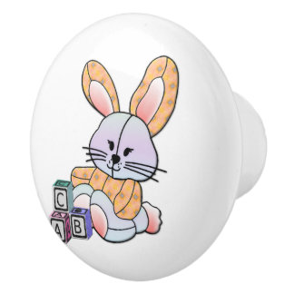 Personalized Nursery Art - Bunny Ceramic Knob
