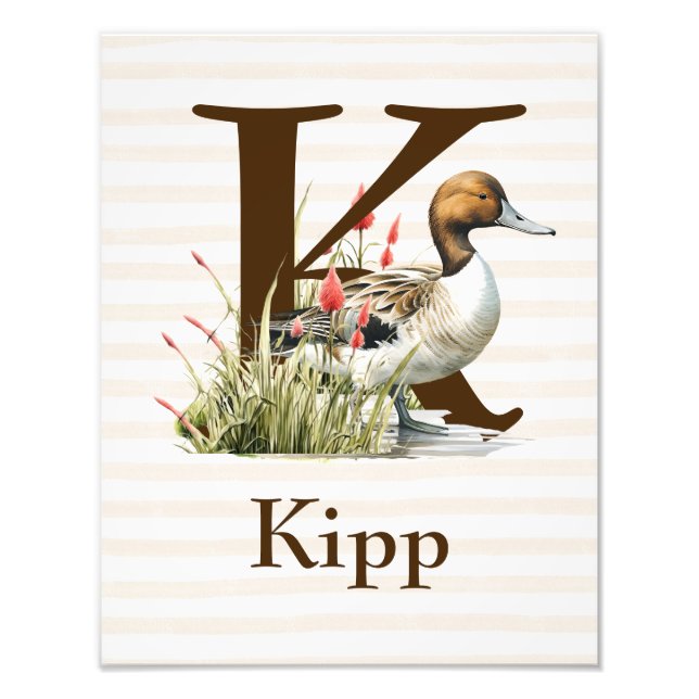 Personalized Nursery Art work, Letter K Photo Print (Front)