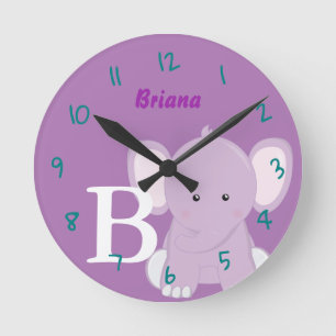 Personalized Nursery Lilac Round Clock