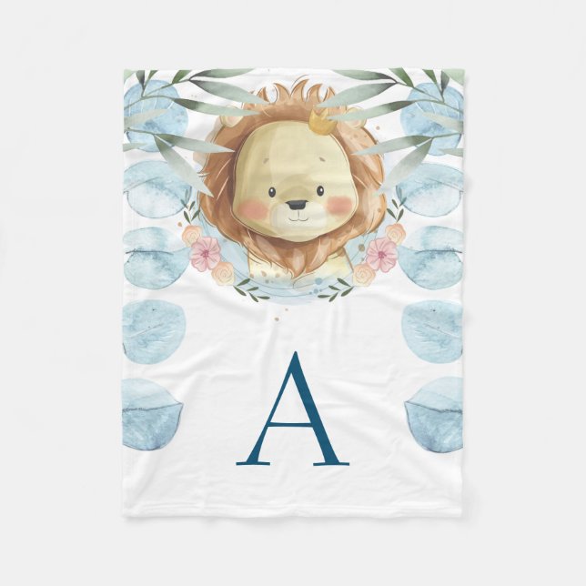 Personalized Nursery Lion Fleece Blanket (Front)