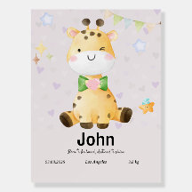 Personalized nursery poster - Cute Giraffe Design