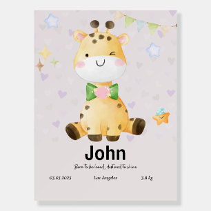 Personalized nursery poster - Cute Giraffe Design
