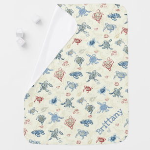 Personalized Nursery Sandy Baby Turtles Blanket