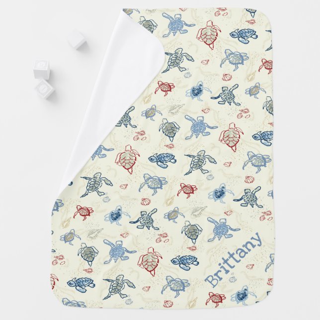 Personalized Nursery Sandy Baby Turtles Blanket (In Situ)