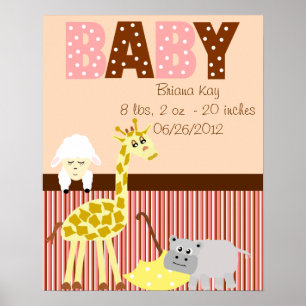Personalized Nursery Stuffed Animals New Baby Poster