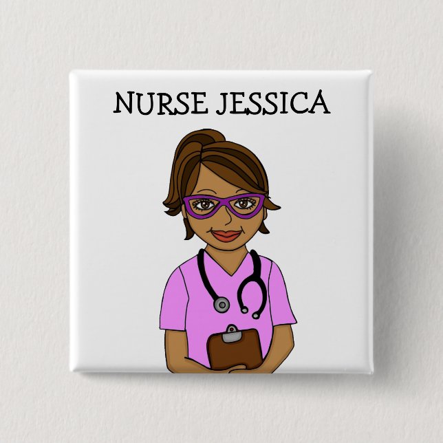 Personalized Nurse's Name Badge Button (Front)