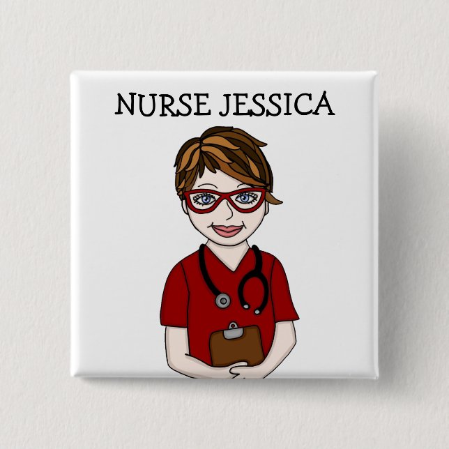 Personalized Nurse's Name Badge  Button (Front)