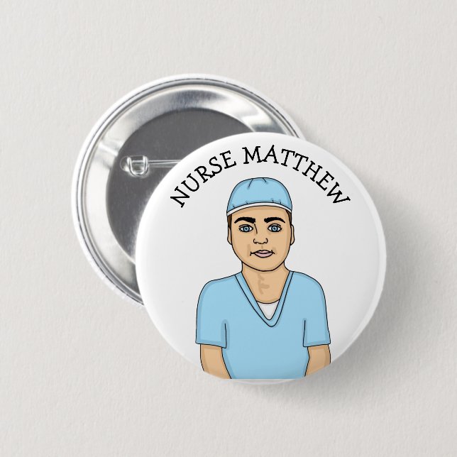 Personalized Nurse's Name Badge   Button (Front & Back)