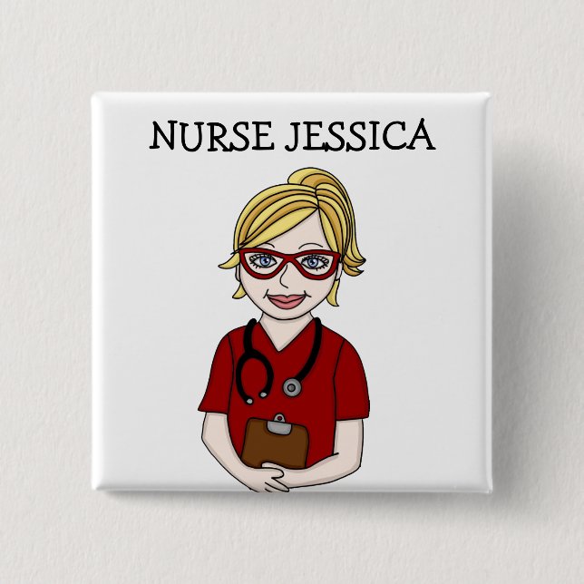 Personalized Nurse's Name Badge  Button (Front)