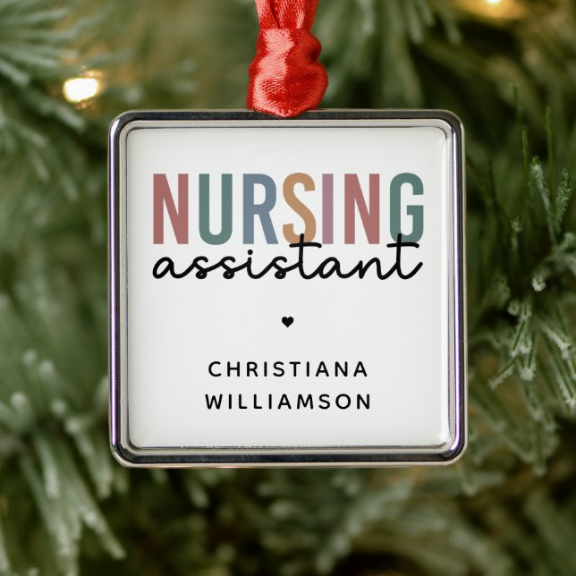 Personalized Nursing Assistant Metal Ornament (Tree)