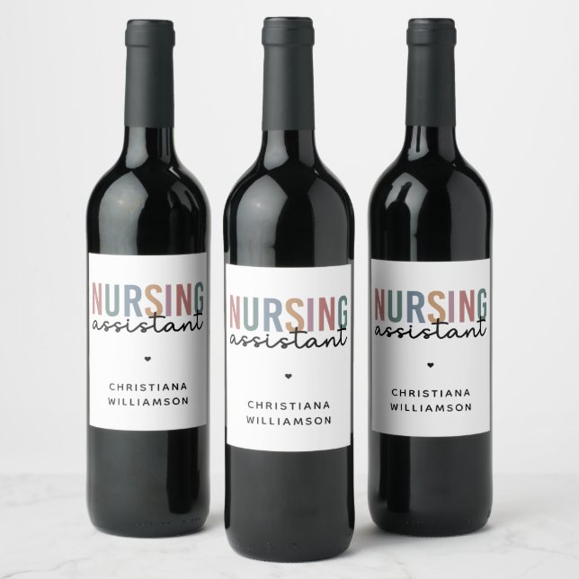 Personalized Nursing Assistant Wine Label (Bottles)
