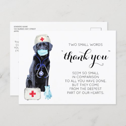 Personalized Nursing Dog Thank You Nurses Week Holiday Postcard