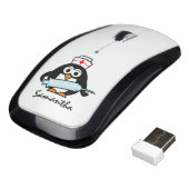 Personalized nursing gift idea Cute penguin nurse Wireless Mouse (Angled)