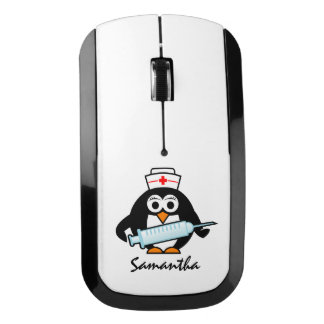 Personalized nursing gift idea Cute penguin nurse Wireless Mouse