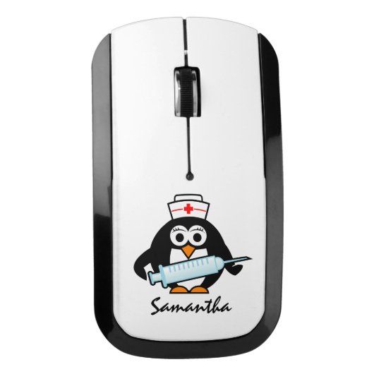 Personalized nursing gift idea Cute penguin nurse Wireless Mouse (Front)