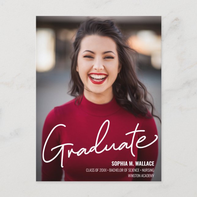 Personalized Nursing Graduate with Photo Announcement Postcard (Front)